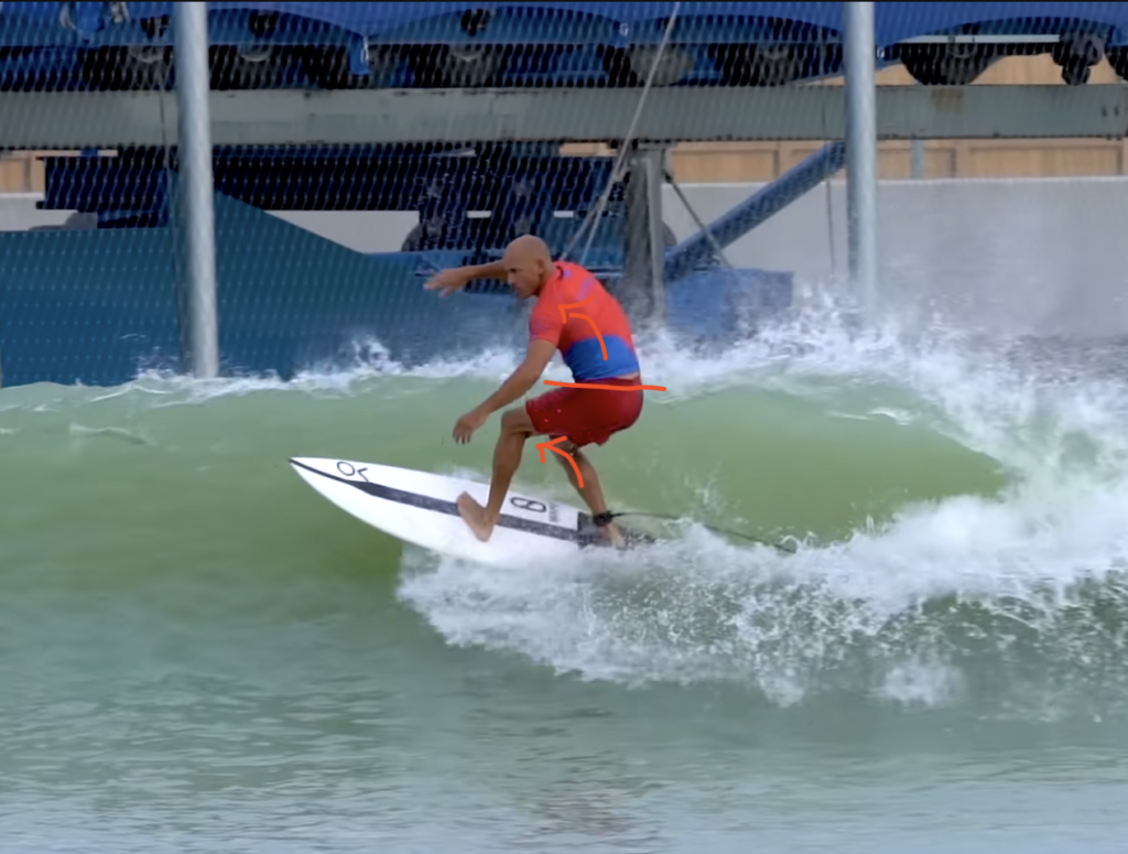 Kelly Slater surfing and his stance