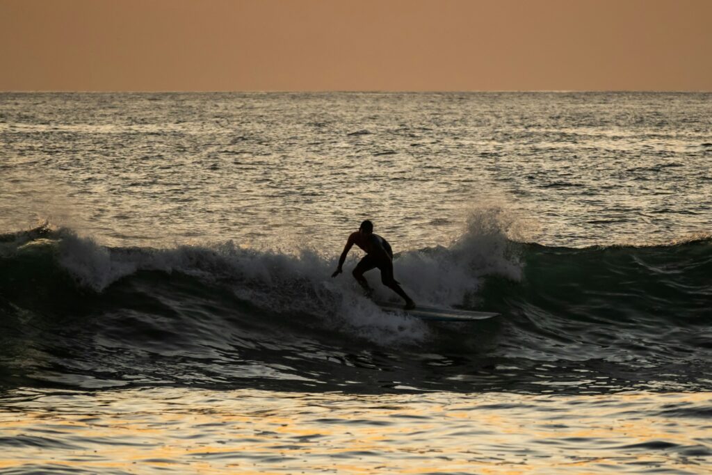 Surfer riding a wave