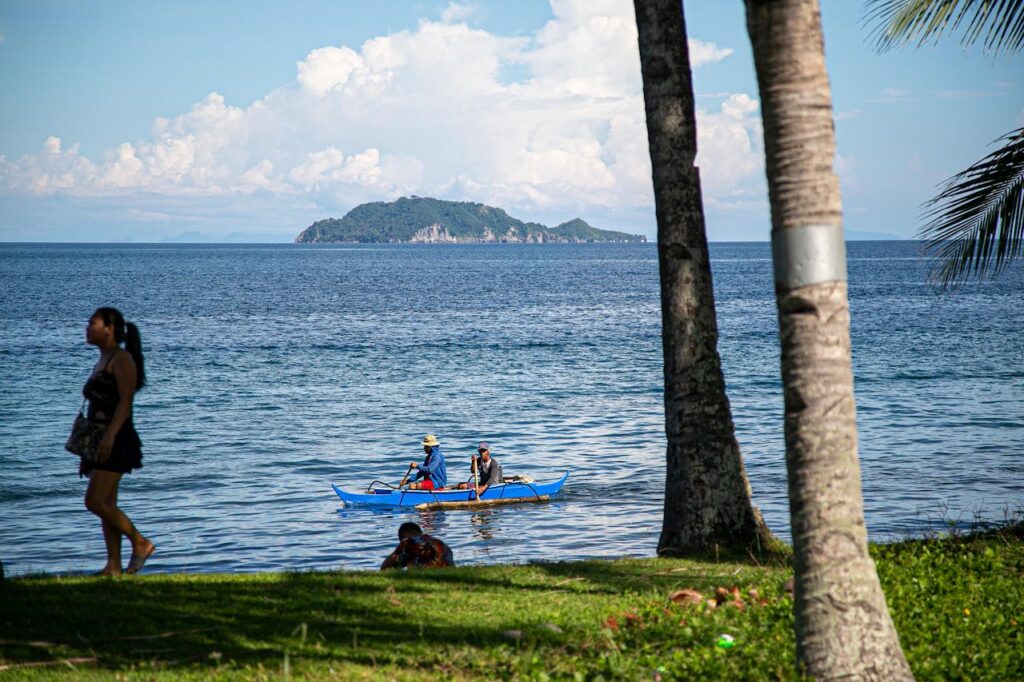 Grass Walkway, and ocean, then an Island in the background