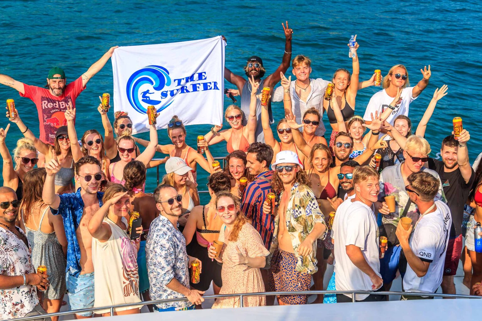 All the visitors of The Surfer Weligama enjoying a boatride after a day of surfing.