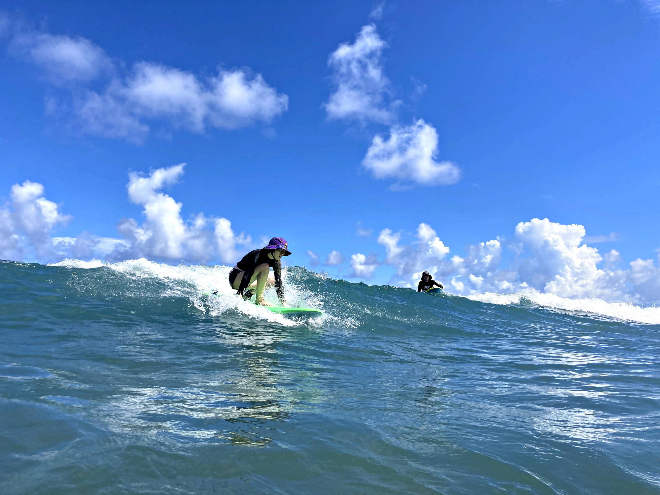 During some of the warmer months of the year you can find WGLG surf school enjoying their time in the water.