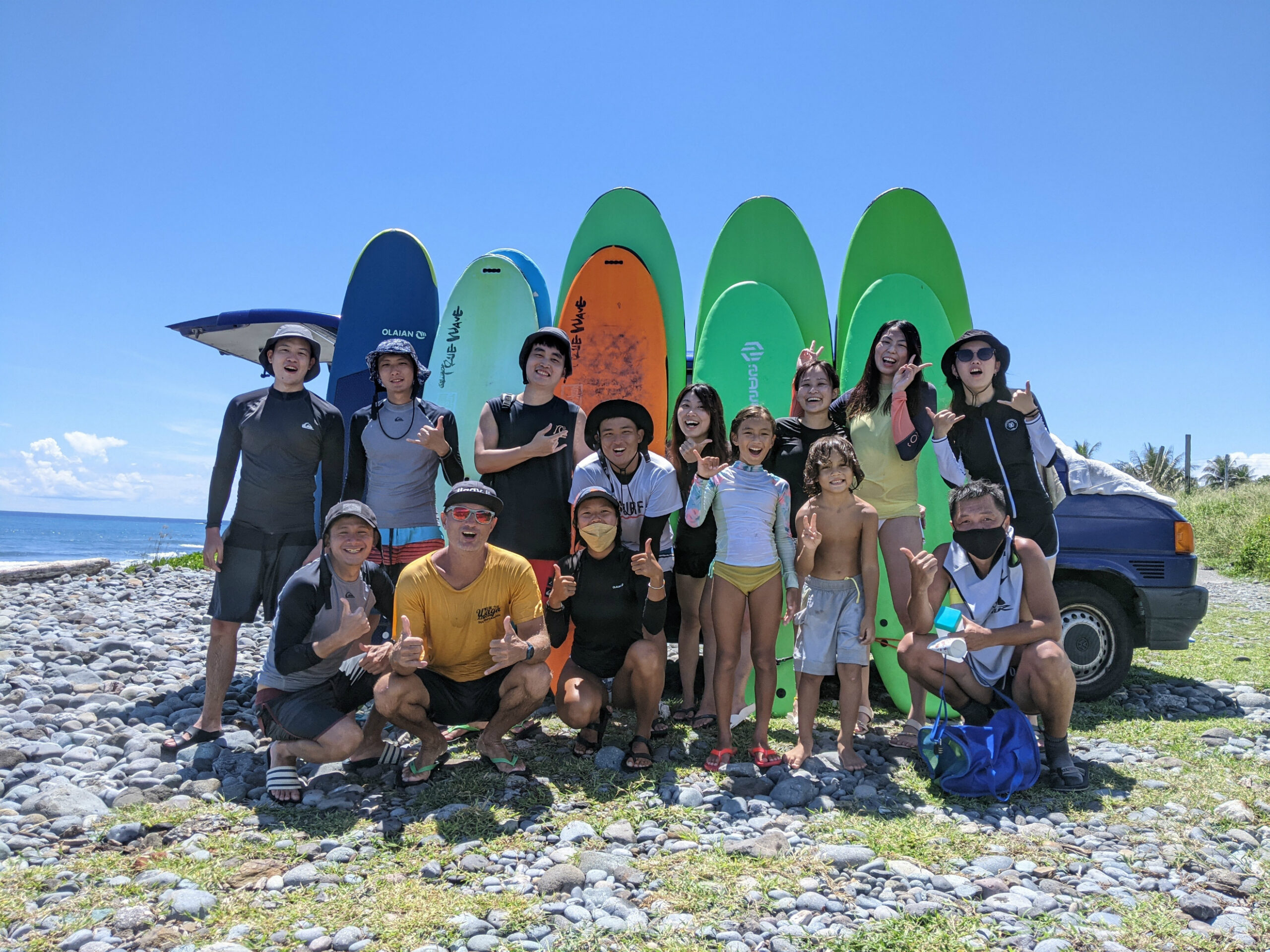 WaGaLiGong and their students psyched on their day of surfing.