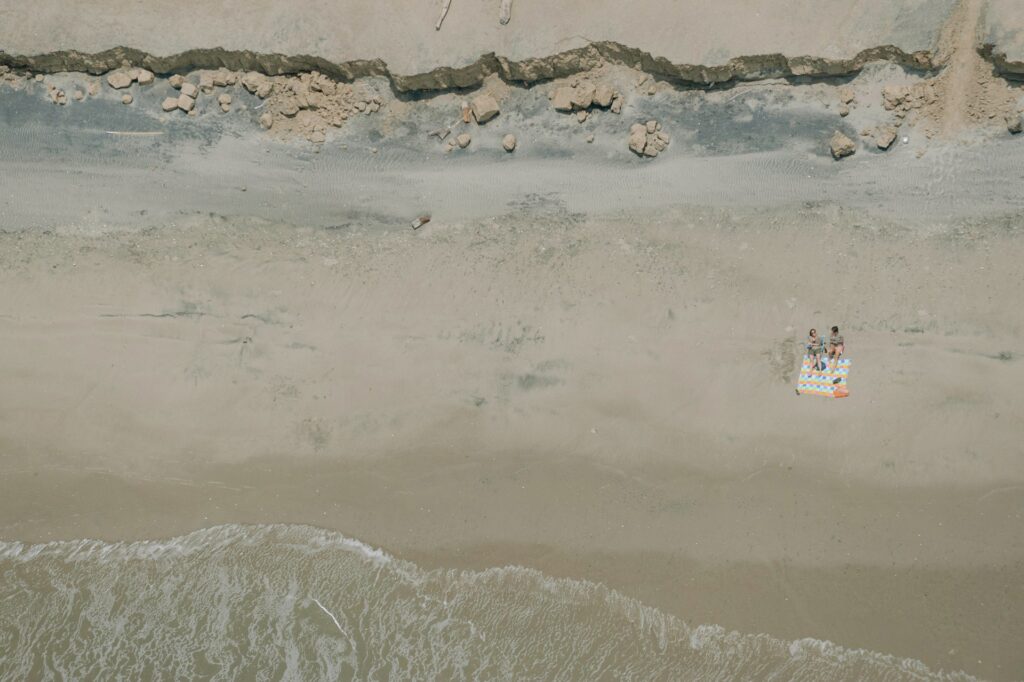 Beach in Ecuador with people sunbathing