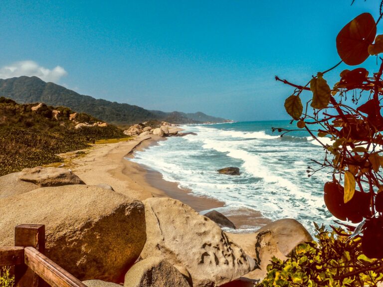 Coastline of Colombia featuring some waves and a sandy beach