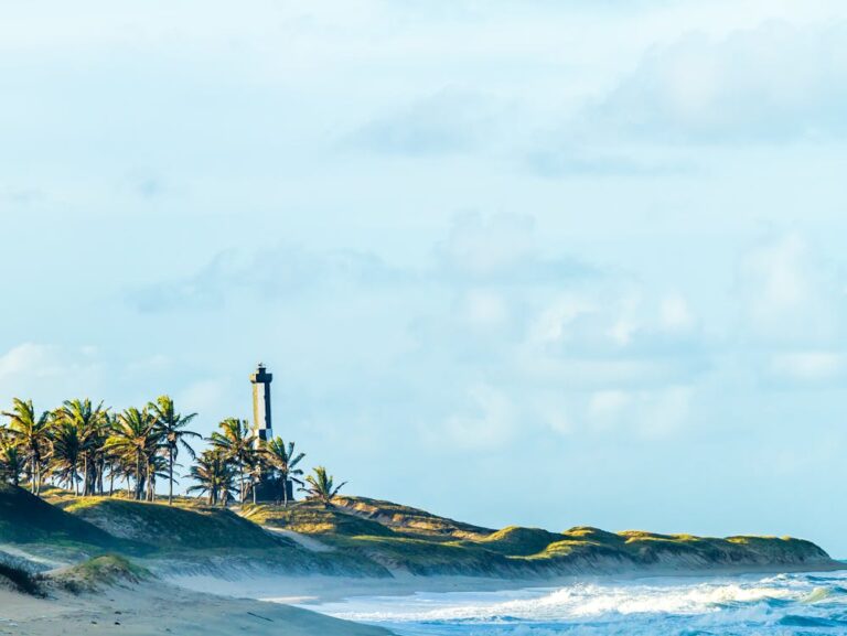 Waves breaking in the background of Baia Formosa, Brazil