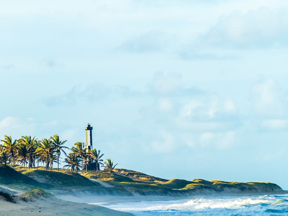 Waves breaking in the background of Baia Formosa, Brazil