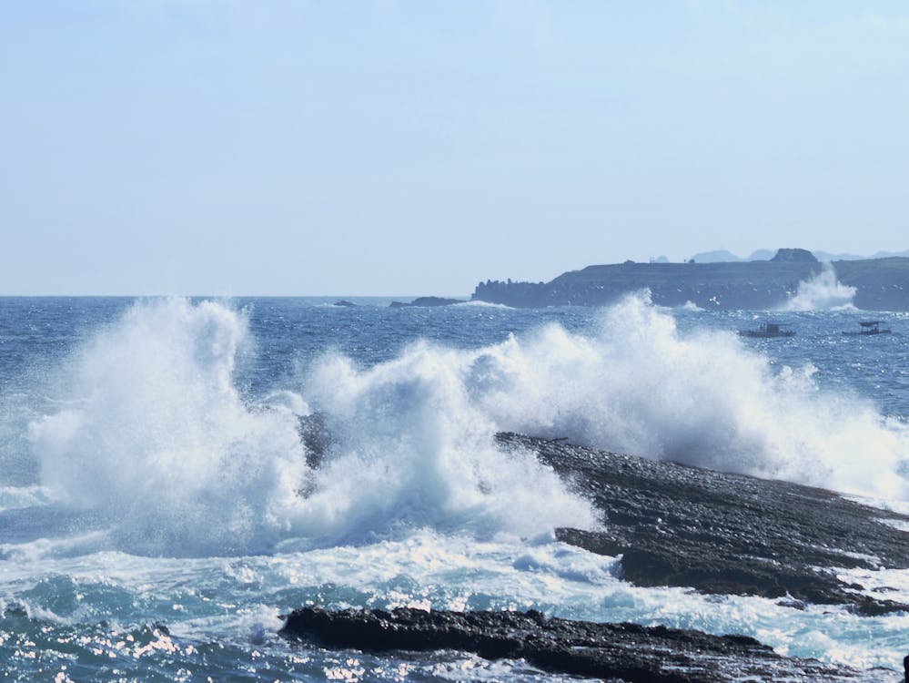 Wave breaking against some rocks in Taiwan