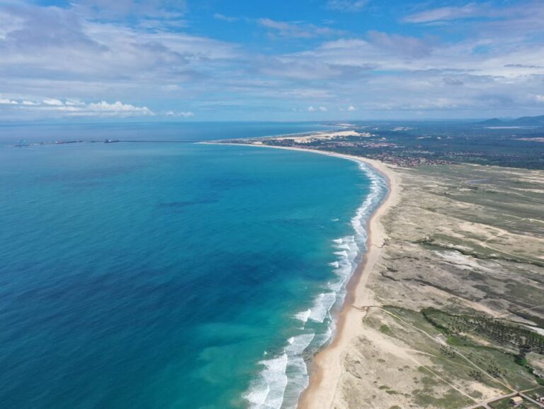 Drone shot of Taiba city and the beaches