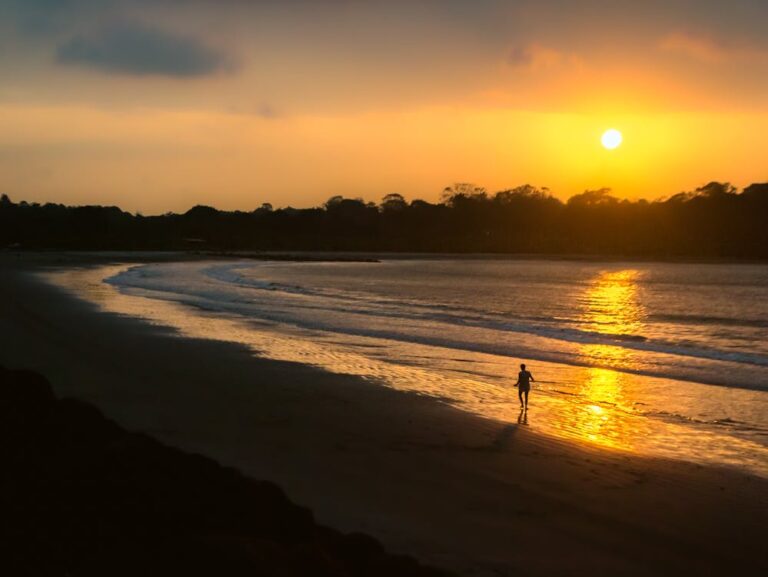 Beach at sunset in Mompiche, Ecuador