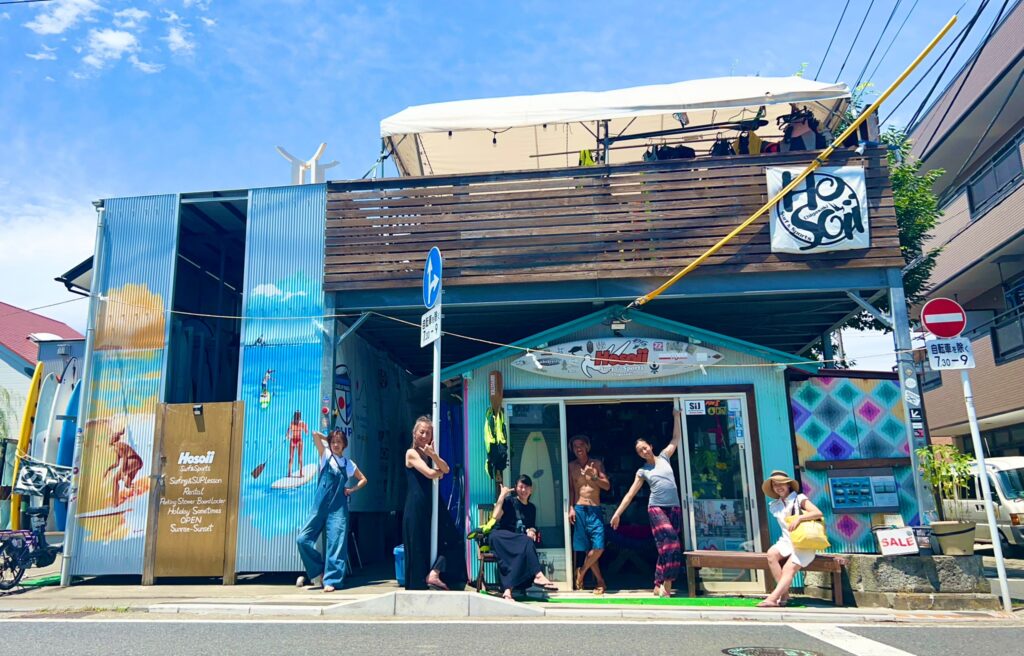 Hosoii Surf & Sports in all its glory. The surf shop looking legendary.