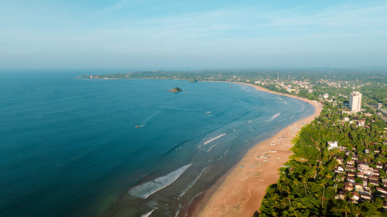 A beautiful drone shot of Weligama. Photo provided by The Surfer Weligama.