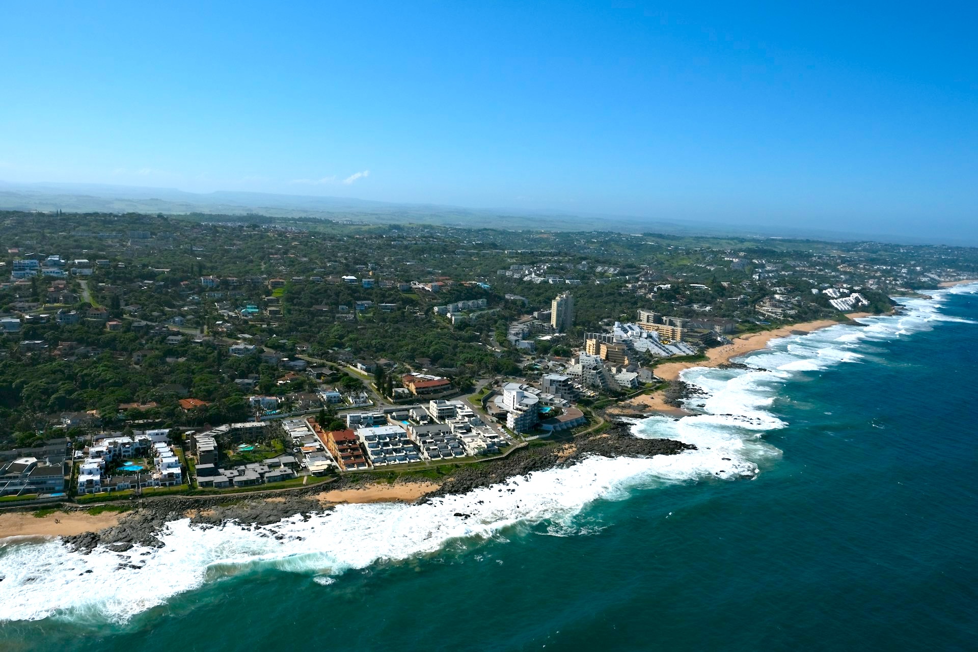 A drone shot of Ballito and the beautiful view of the city.