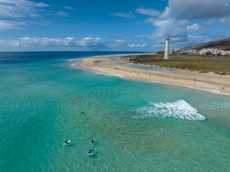 A beautiful shot of Morro Jable area of the lighthouse and all. Photo provided by Surfers Island.