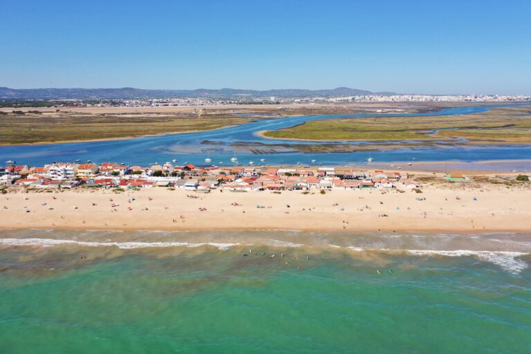 A beautiful birds eye view of Praia de Faro.