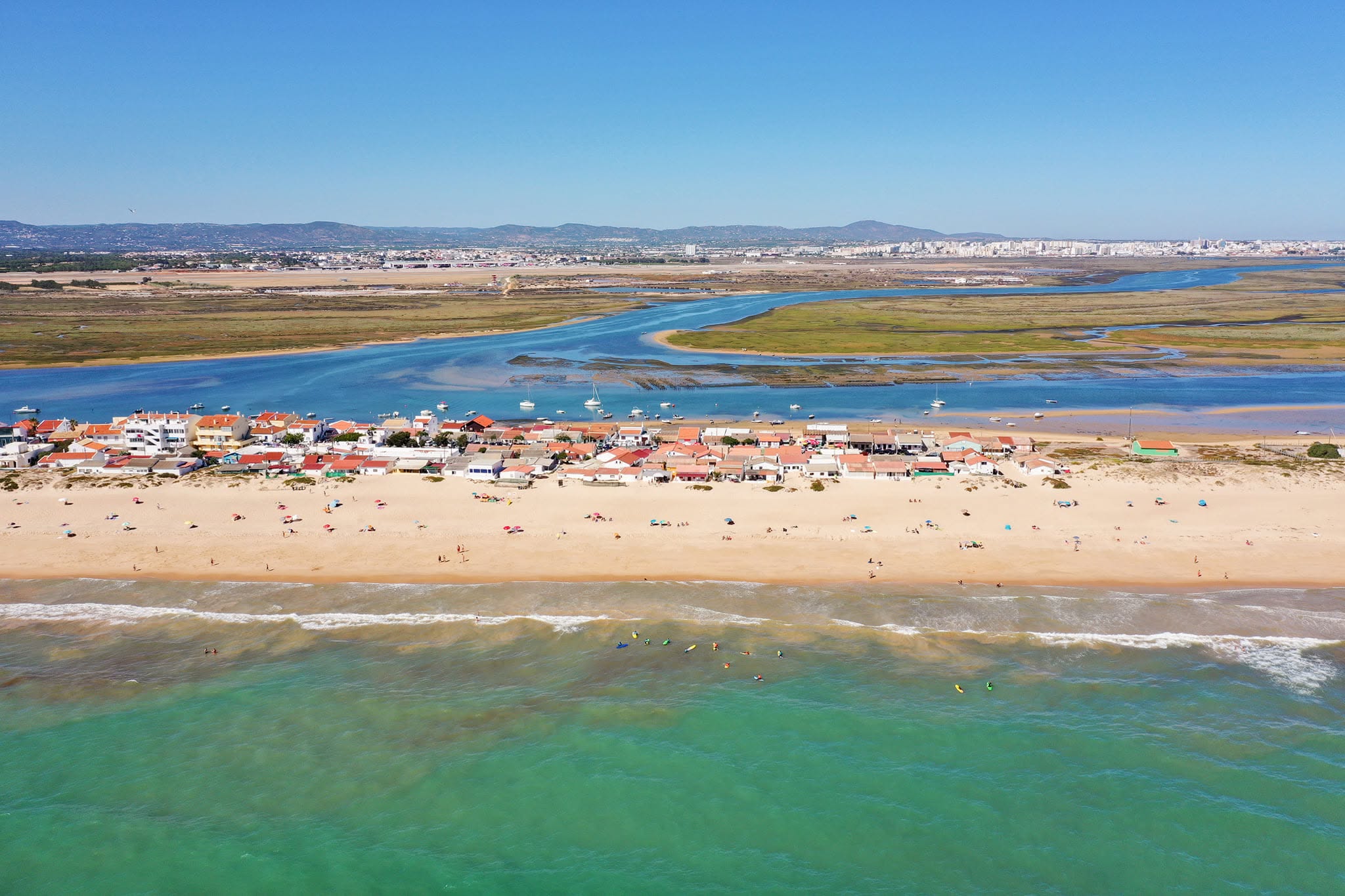A beautiful birds eye view of Praia de Faro.