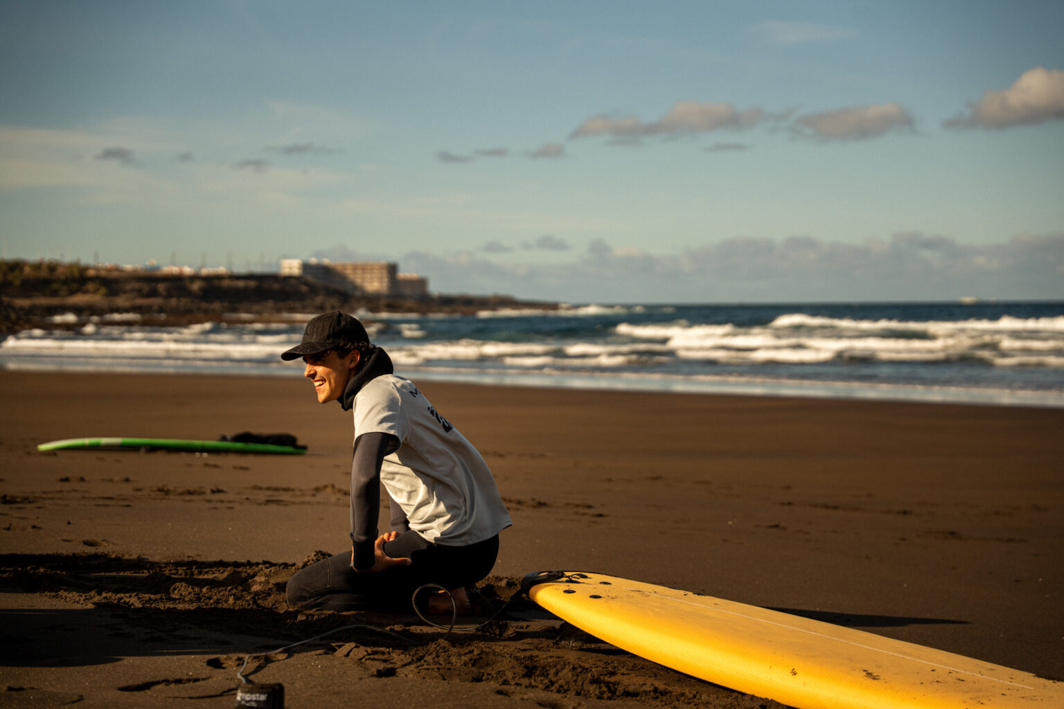 Waya Surf founder and owner, Víctor Bueno Ureña, posing for a lovely session on the beach.