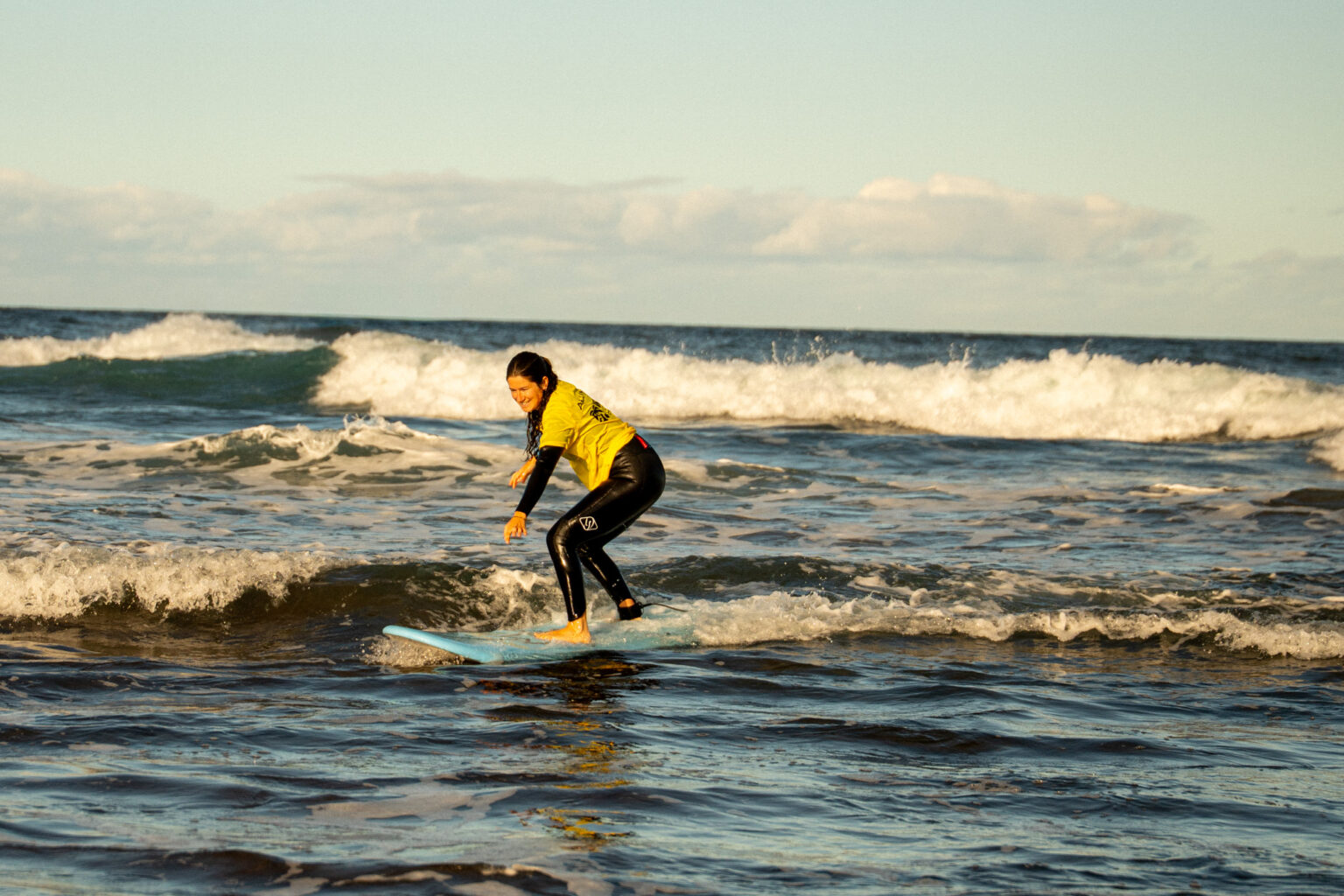 A shredder from Waya Surf enjoying their lesson in Playa del Hombre.