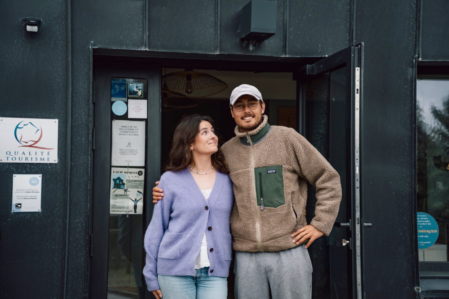 The beautiful Surfing Locquirec team picture. Ciara Cornily on the left, and Baptiste Seité on the right.
