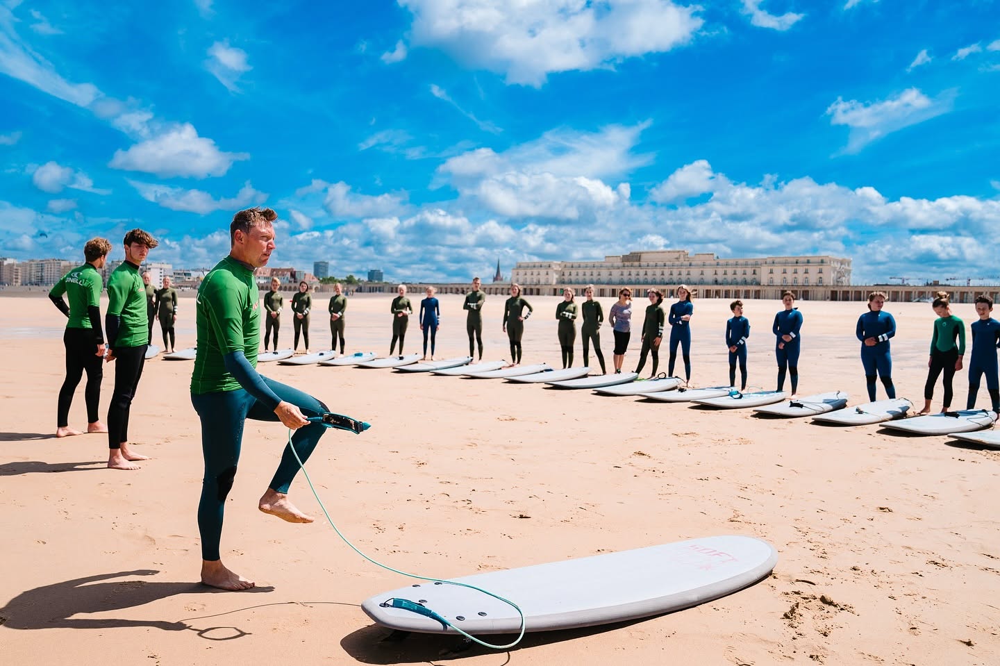 The team of instructors at Inside-Outside preparing a group of beginners to hit the water.