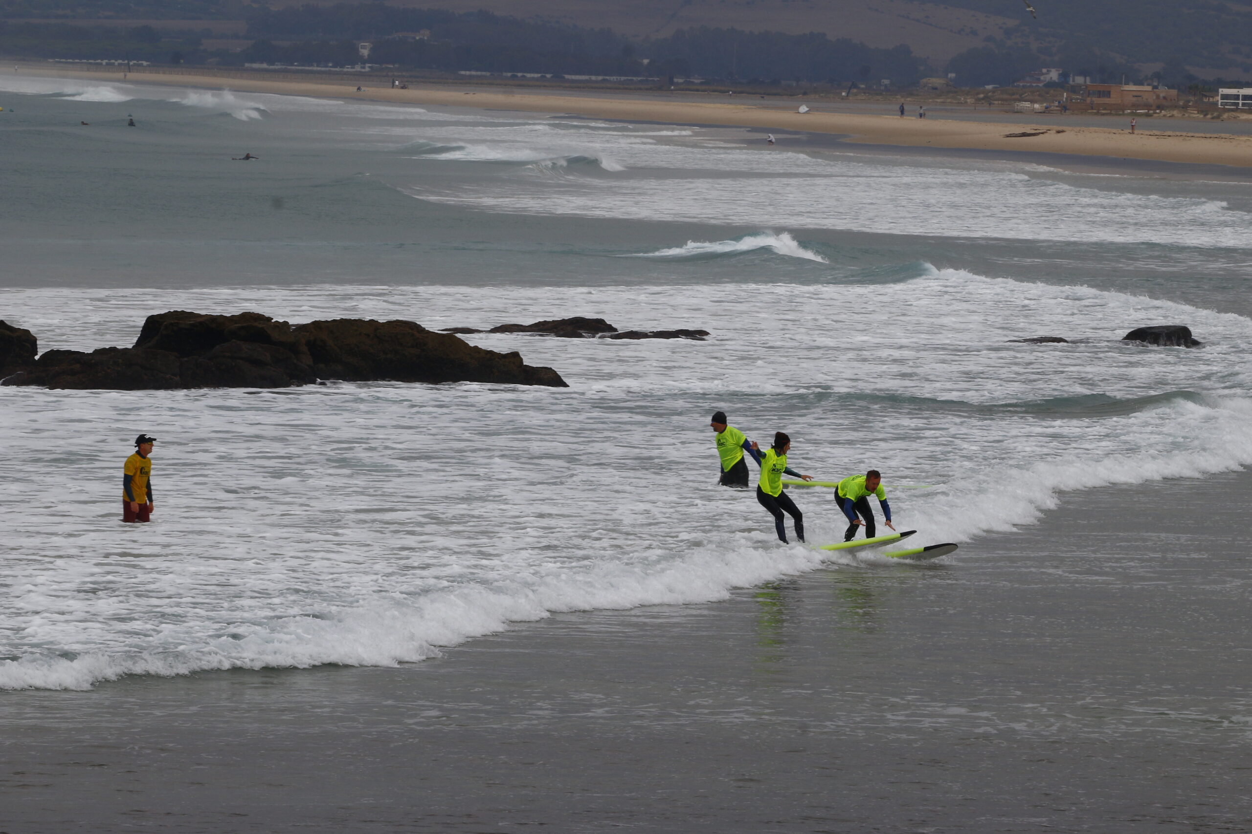 A handful of soon to be surfing legends enjoying a session with Surfin'Tarifa.