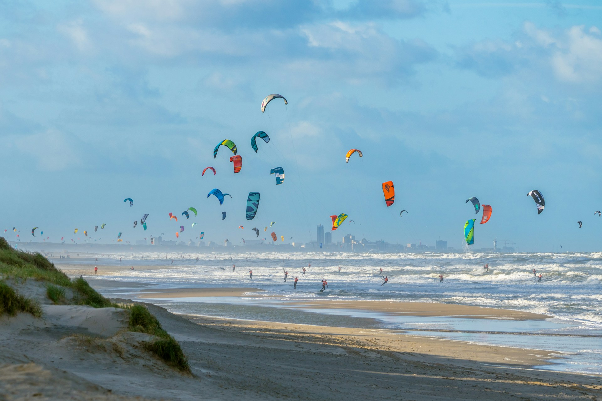 A million wind surfers having a blast in the open ocean.