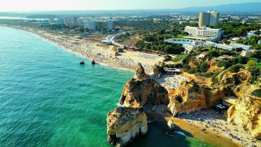 A beautiful scenic shot of Portimão, Portugal from a birdseye view.