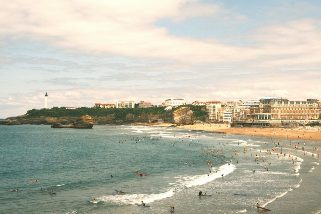 The beautiful Grande Plage of Biarritz in full beauty.