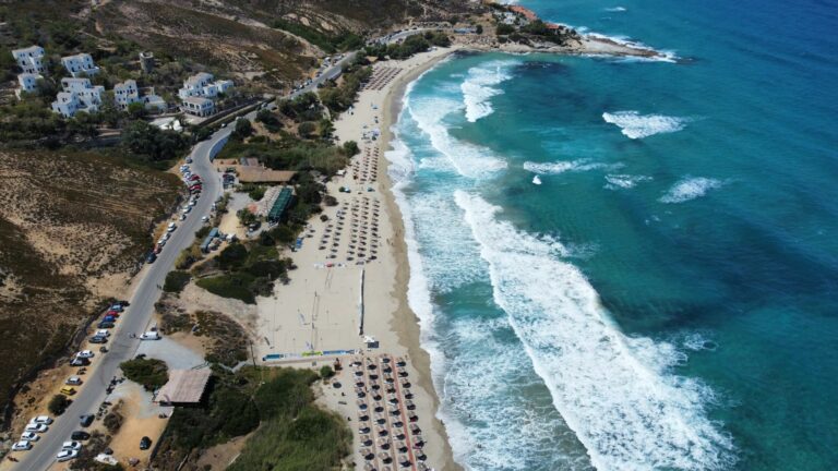 Ikaria showcasing its beautiful beaches and waves.