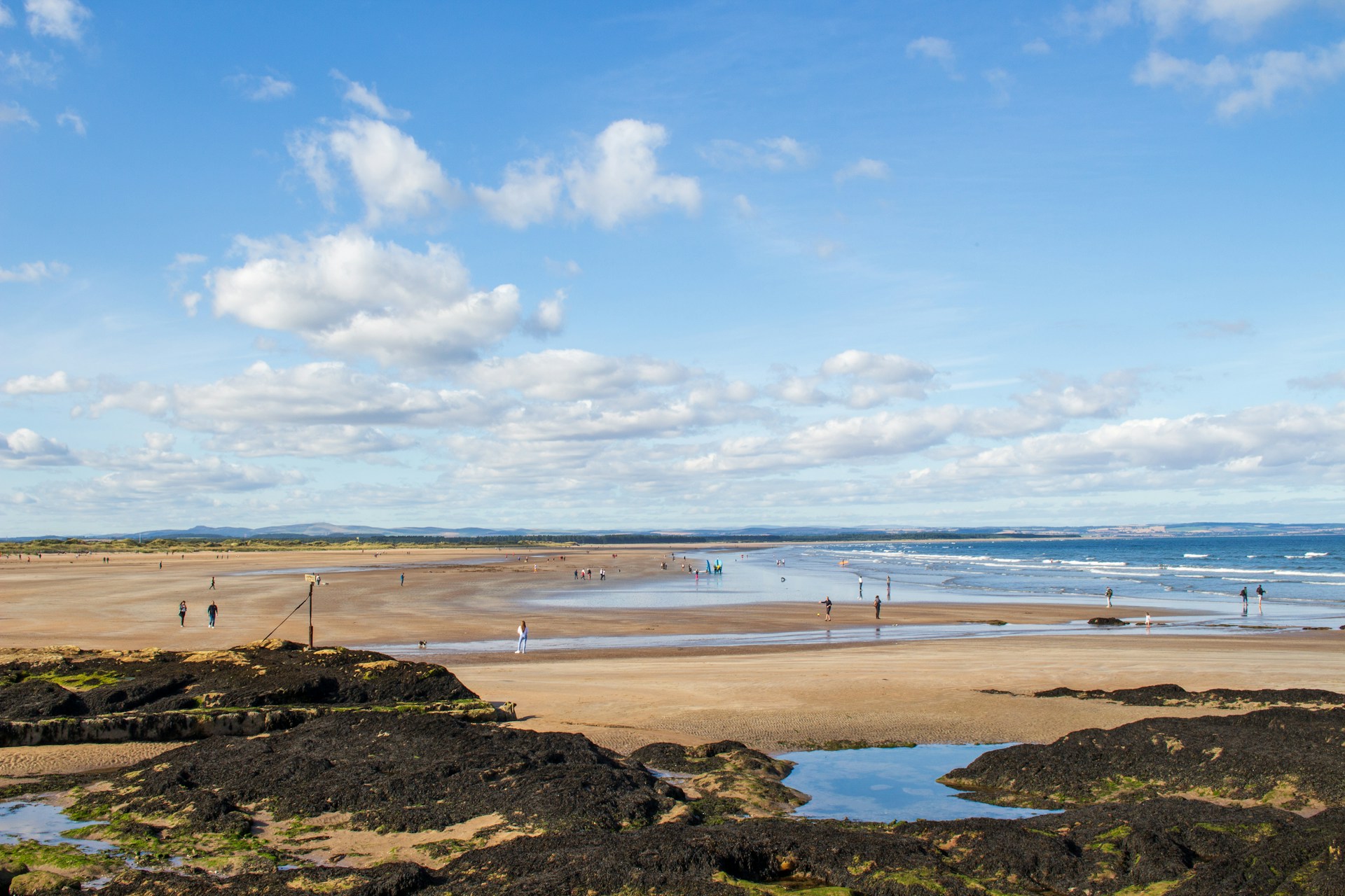 A beautiful view of a extensive St Andrew's beach.