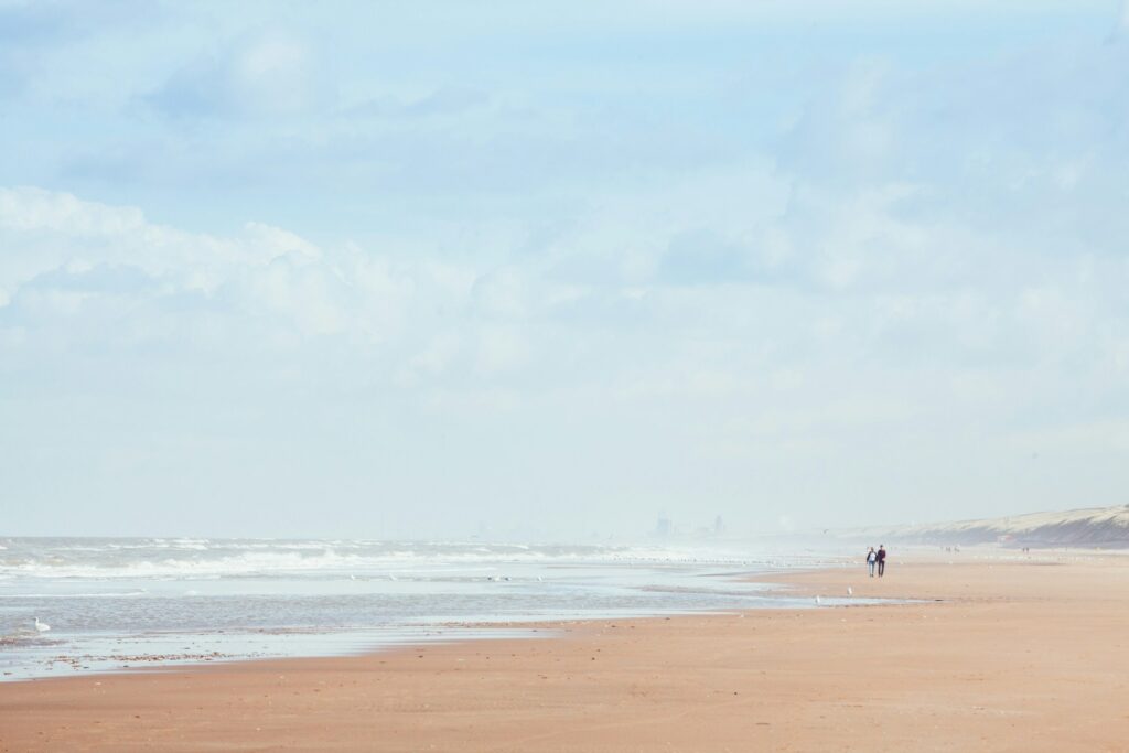 A long openwide beach in the Netherlands.