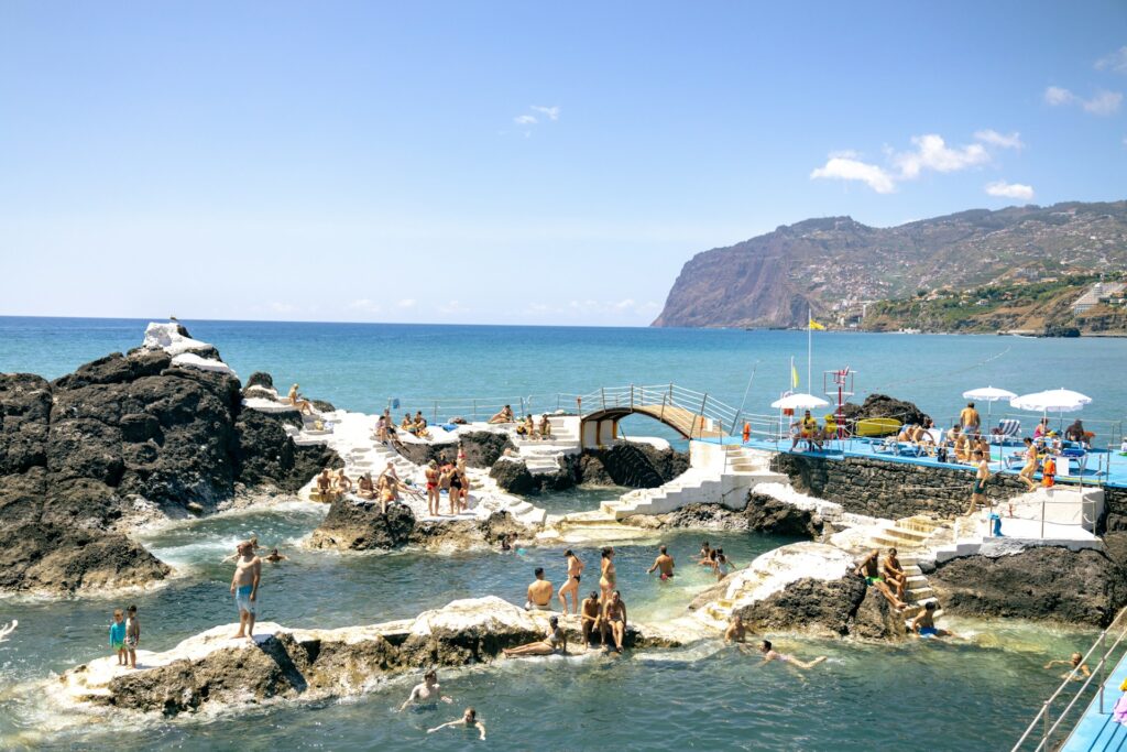 Some of natural swimming pools on the edge of Funchal.