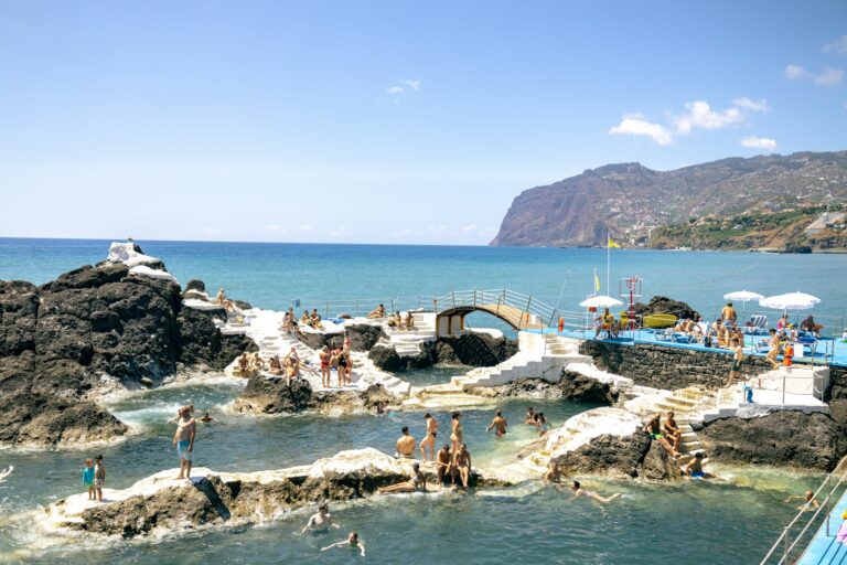 Some of natural swimming pools on the edge of Funchal.