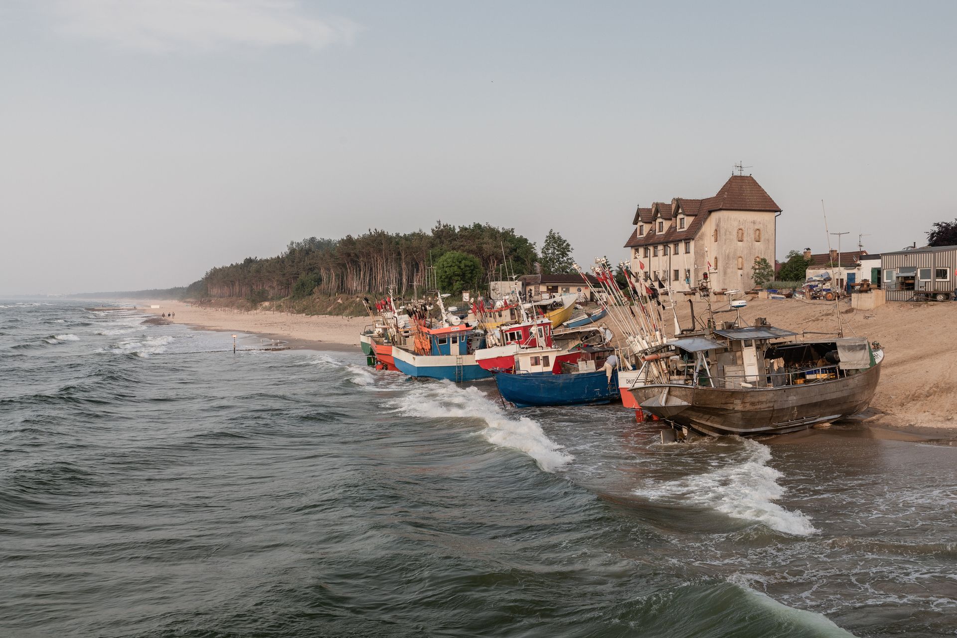 Some of the local fishing boats parked on the beach.
