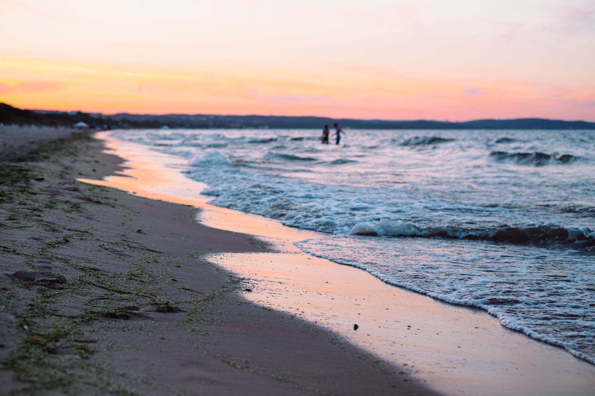Sunset at Gdansk with some small ankle high waves to be seen.