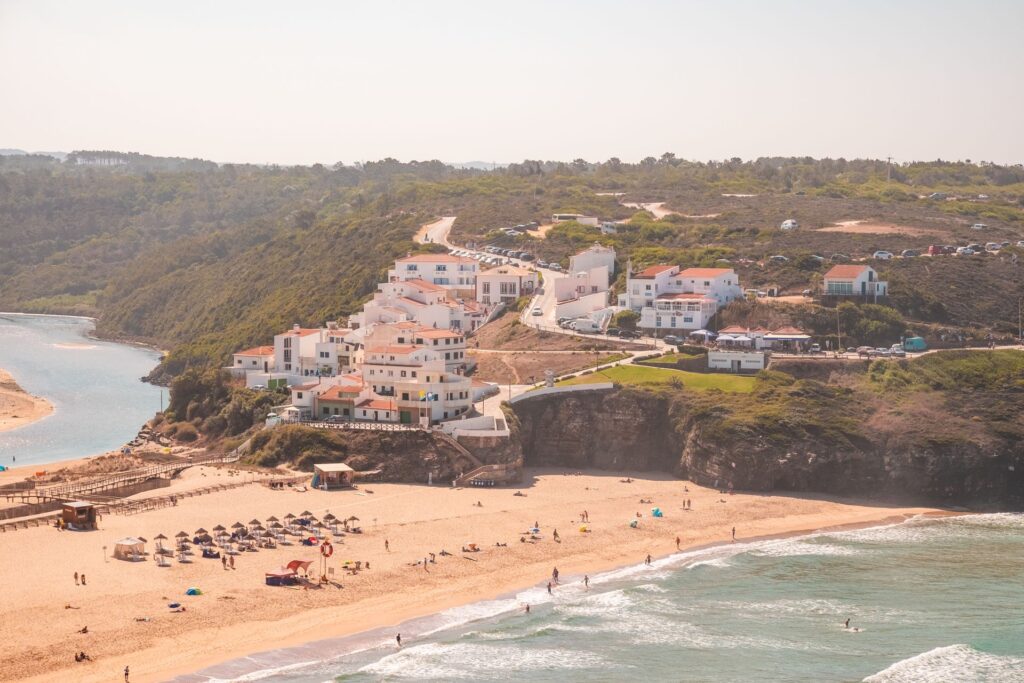 Praia de Odeceixe, and accompanying small town.