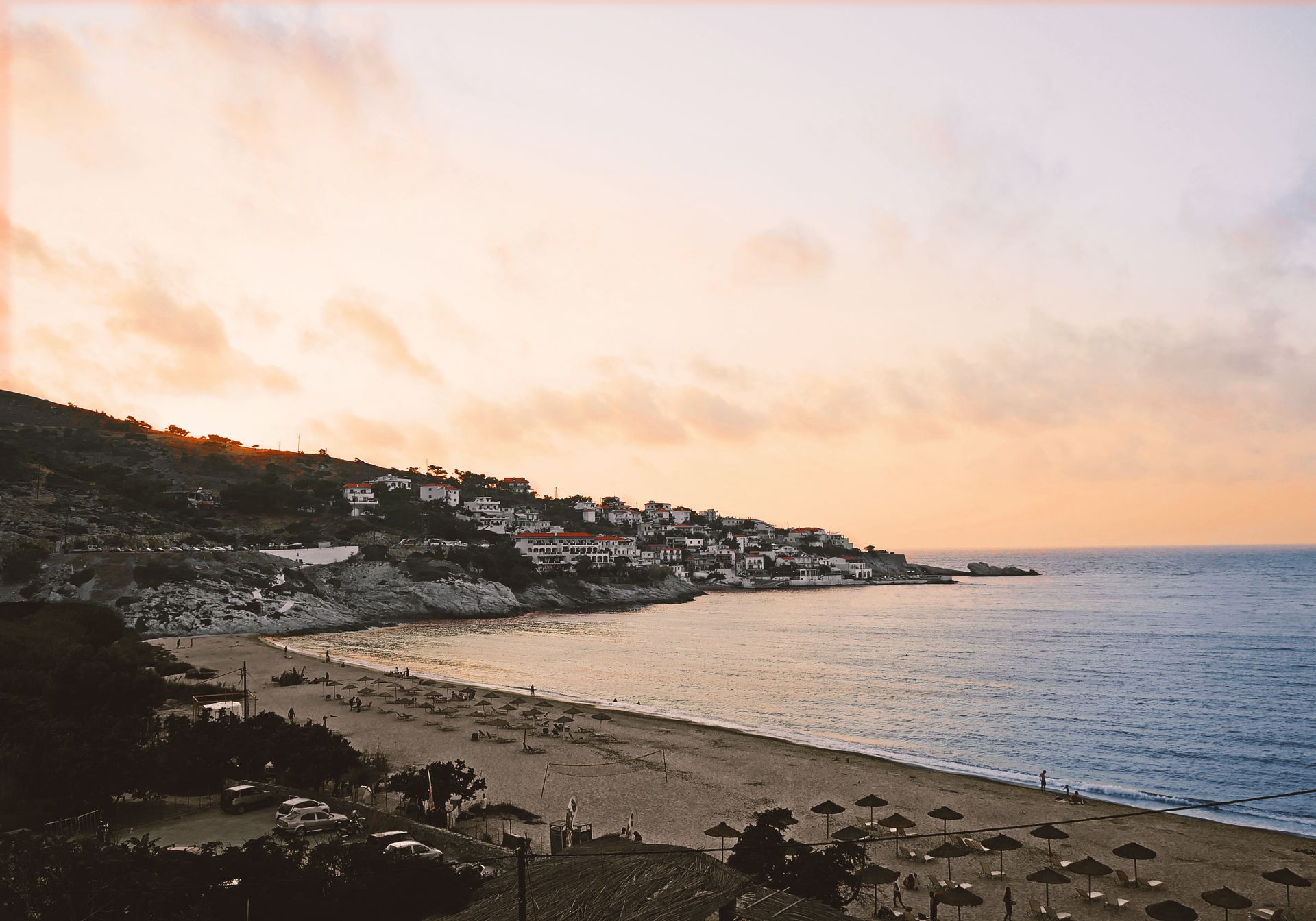 Sunset over a beautiful Ikaria beach.