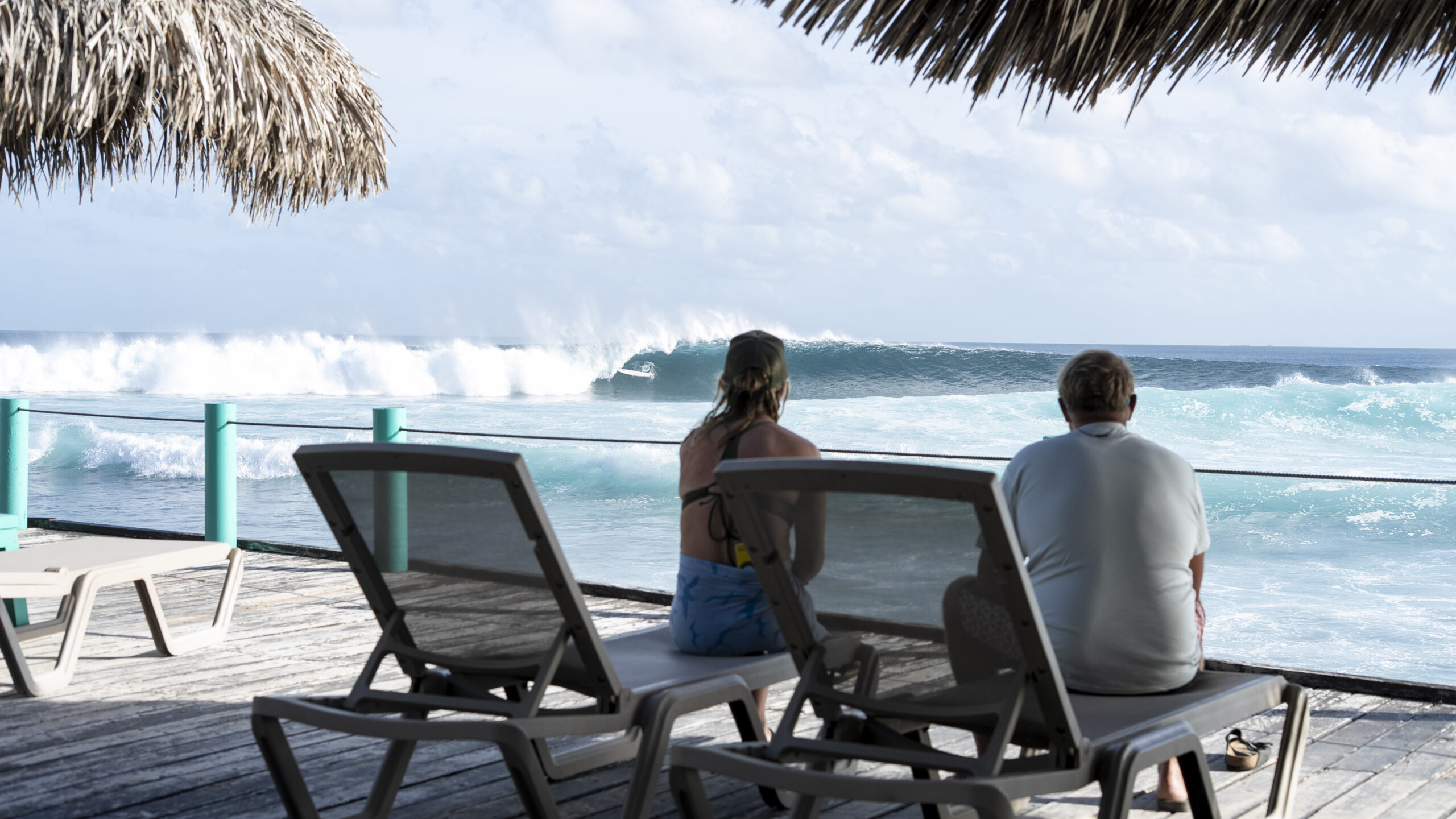 Some visitors enjoying the views of Lohis from Adaaran Hudhuran Fushi.